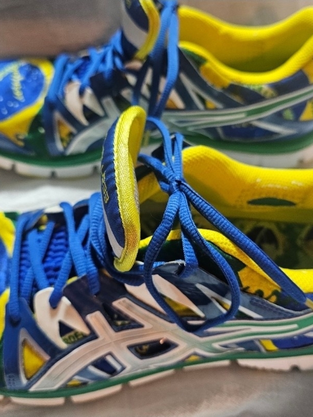 Asics Blue and Yellow Men's Athletic Running Shoes